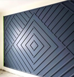 Lacivert Geometrik Poliüretan Duvar Çıtası ve Baklava Deseni