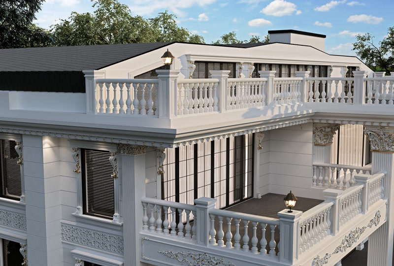 Villa Dış Cephe Poliüretan Pilaster Sütun ve Balustrad Sistemleri