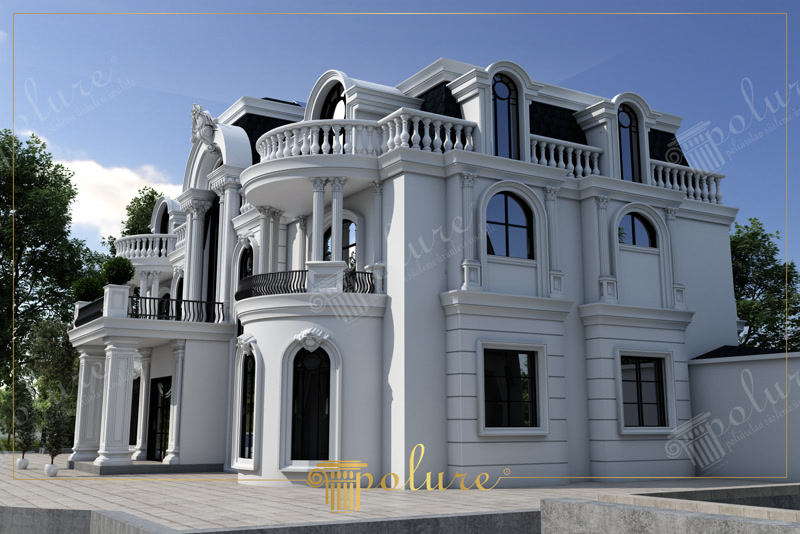 İhtişamlı Villa Cepheleri İçin Poliüretan Klasik Mimari Süslemeleri