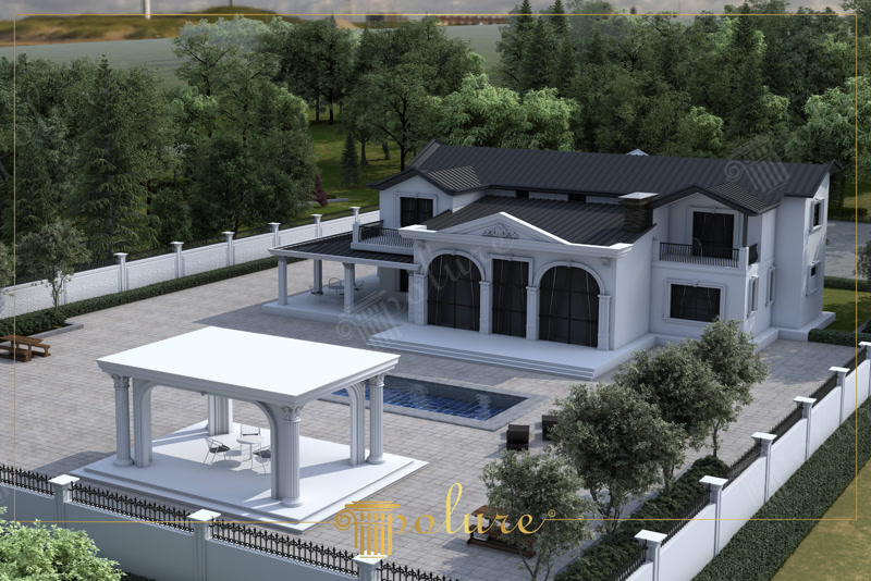 Poliüretan Sütun ve Sövelerle Klasik Villa Cephe Tasarımı