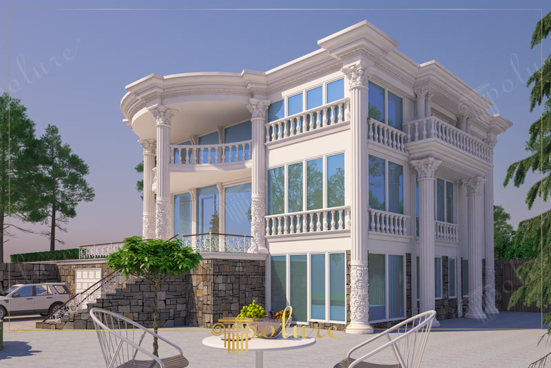 Villa Dış Cepheleri İçin Poliüretan Sütun ve Balkon Trabzanları