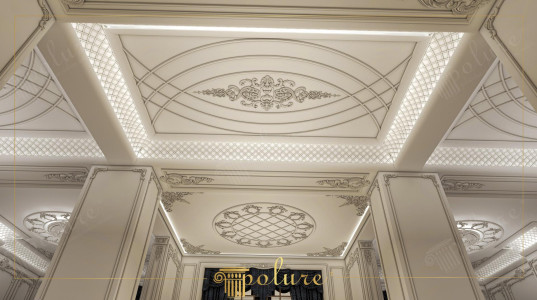 Geniş Salonlar İçin Poliüretan Kaset Tavan ve Pilaster Kaplamaları