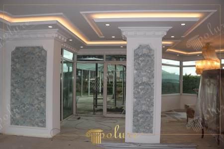 Modern Salonlar İçin Işık Bantlı Poliüretan Kartonpiyer ve Çıtalar