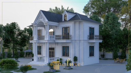 Neoklasik Beyaz Villa Dış Cephe Poliüretan Kaplamaları
