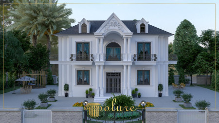 Zarif Detaylarla Süslü İki Katlı Villa Dış Cephe Tasarımı