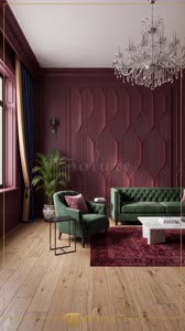 Mürdüm Tonlarında Modern Salon İçin Poliüretan Paneller