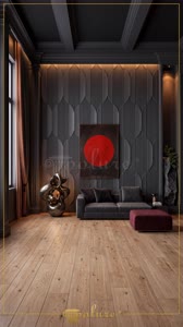 Koyu Gri Salonlarda Geometrik Poliüretan Duvar Panelleri