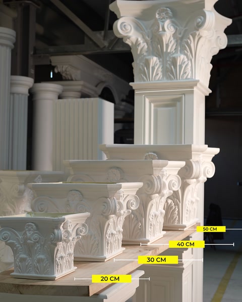 Poliüretan Plaster Korint Sütun Başlıkları Hafif ve Sağlamdır — 0:28