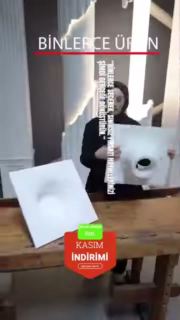 Dairesel açıklıklı dekoratif parça ve düz panel çalışma masasında gösteriliyor