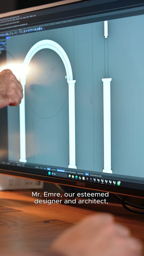 Ekranda kemer, sütun ve başlıklardan oluşan dijital model gösteriliyor
