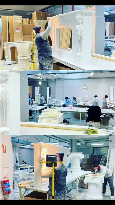 Sütun detaylı bistro masa gövdesinin köşe süslemeleri işleniyor