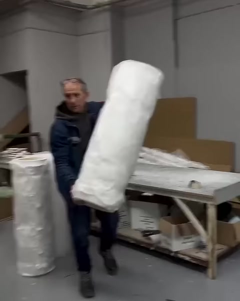 Çalışan üretimi tamamlanan sütun gövdesini atölyede taşıyor