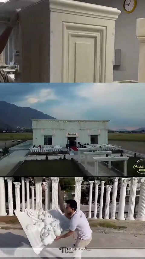 Panel detayı, salonun genel görünümü ve dekoratif korkuluk uygulaması.