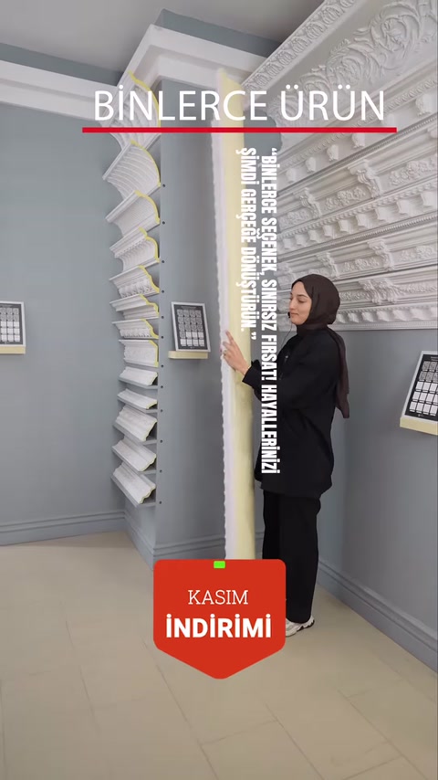 Farklı profillerde beyaz kartonpiyer ve çıta örnekleri