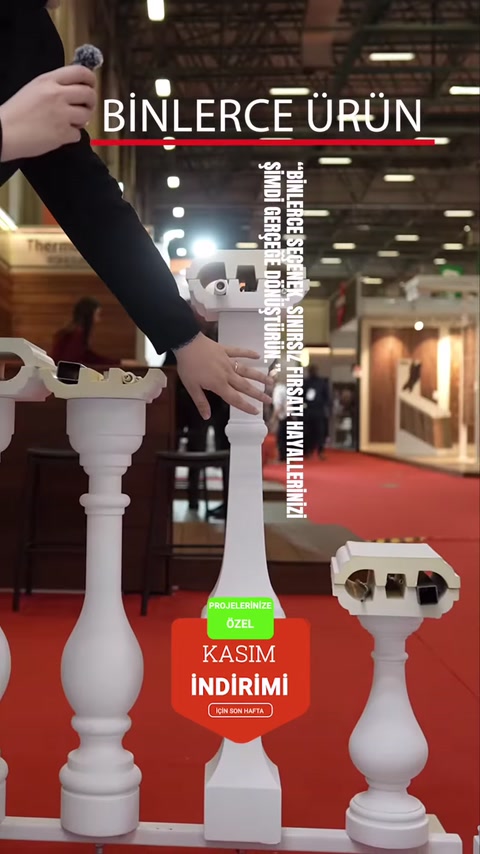 Klasik biçimli beyaz dekoratif korkuluk babası örneği