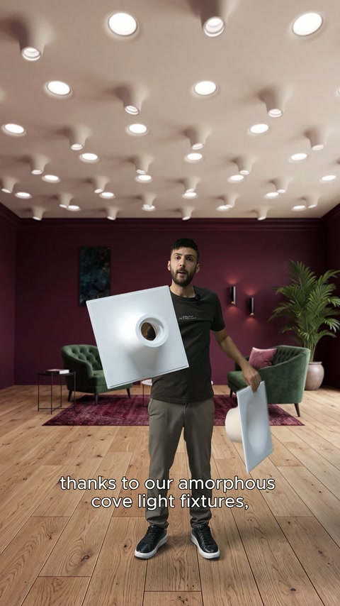 Sunucu içe kavisli dairesel merkezli beyaz armatür panelini sergiliyor