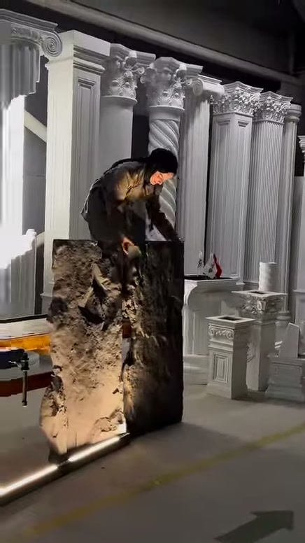 Koyu arka yüzlü parça, aydınlatılan kaya paneli yanında tutuluyor