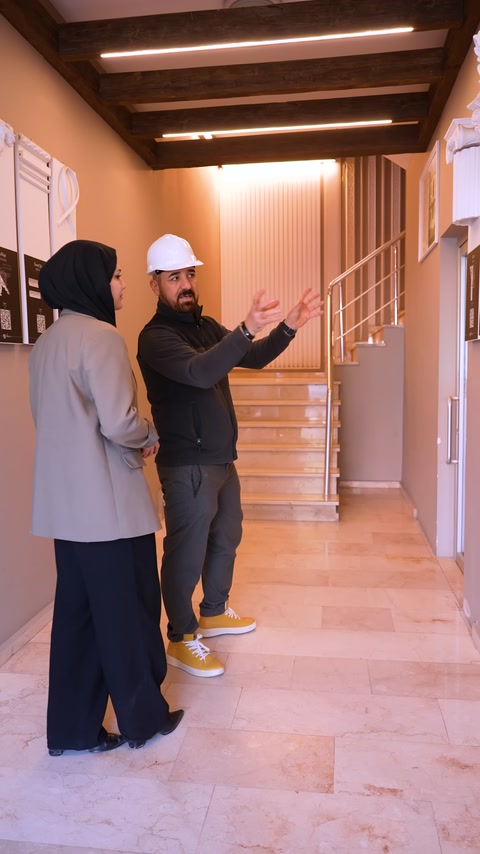 Dekoratif uygulamalar bulunan iç mekan bölümü ziyaret ediliyor