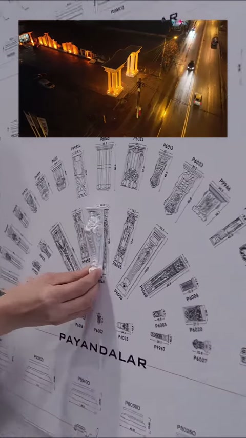 Eldeki dekoratif parça, payanda modellerinin bulunduğu sayfada karşılaştırılıyor.