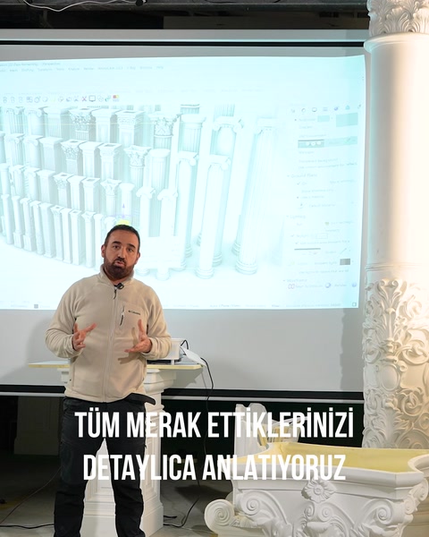 Sunum ekranında sütun tasarımları ve bilgilendirme yazısı yer alıyor