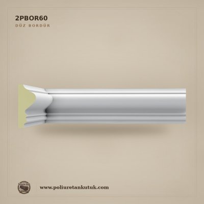 25x60x2400 mm Poliüretan Düz Bordür ve Dekoratif Duvar Çıtası
