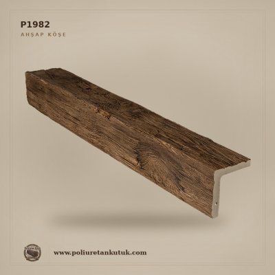 13x13x300 cm Poliüretan Kütük L Köşe Kirişi Ahşap Taklidi