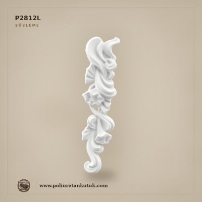 Poliüretan Kütük P2812L Dikey Çiçekli Süsleme Apliği (33x8 cm)