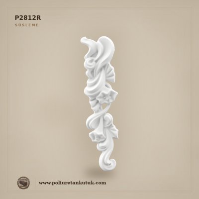 Poliüretan Kütük P2812R Sağ Yönlü Çiçekli Süsleme Apliği (33x8 cm)