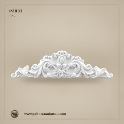 Gül Kabartmalı Oval Madalyonlu Dekoratif Taç 42x828 mm - Poliüretan Kütük