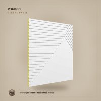Poliüretan Kütük Geometrik Desenli Dekupe Duvar Paneli 60x60 cm