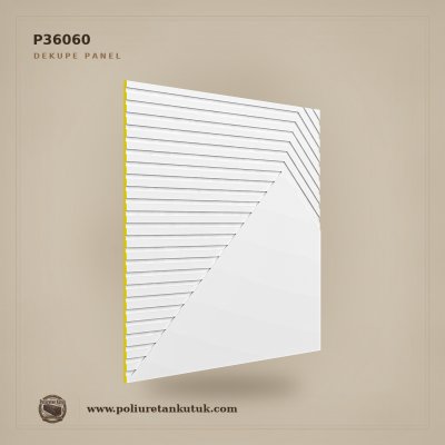 Poliüretan Kütük Geometrik Desenli Dekupe Duvar Paneli 60x60 cm