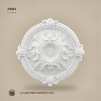 Poliüretan Kütük Klasik Yaprak Motifli Tavan Göbeği 44x44 cm