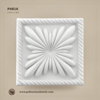 Poliüretan Kütük Işınsal Çiçek Tasarımlı Dekoratif Aplik 12x12 cm