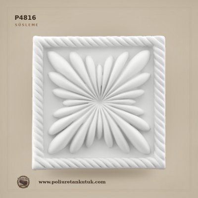 Poliüretan Kütük Işınsal Çiçek Tasarımlı Dekoratif Aplik 12x12 cm