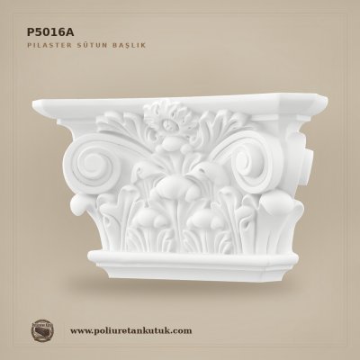 Poliüretan Klasik İşlemeli Pilaster Sütun Başlığı 9x31x18 cm