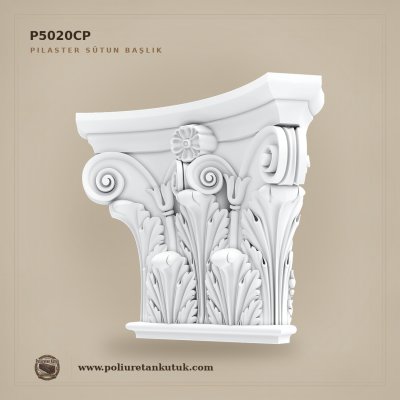 P5020CP Akant Yapraklı Poliüretan Pilaster Sütun Başlığı 11x36x28 cm