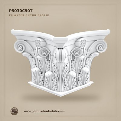 Poliüretan Oymalı Klasik Pilaster Sütun Başlığı 34x68 cm