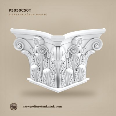 Poliüretan Kütük P5050C50T Akant Yapraklı ve Volütlü Sütun Başlığı (57x114x70 cm)