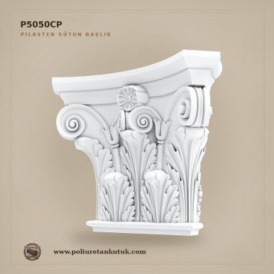 Poliüretan Kütük P5050CP Klasik Motifli Pilaster Sütun Başlığı (25x90x70 cm)