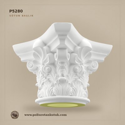 P5280 Poliüretan Akant Yapraklı Sütun Başlığı 128x128 cm