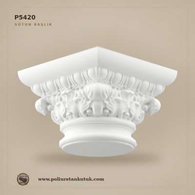Poliüretan Akant Yapraklı Sütun Başlığı 36x36 cm