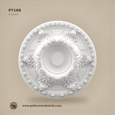 P7168 Dekoratif Poliüretan Tavan Göbeği Klasik Desenli 118 cm