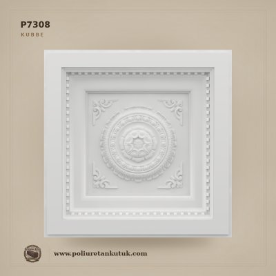 P7308 Kare Formlu Dekoratif Poliüretan Tavan Göbeği 61x61 cm