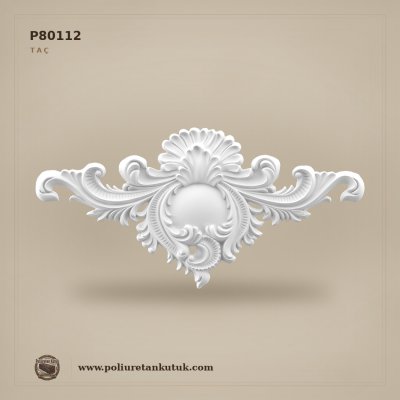 P80112 Poliüretan İstiridye Desenli Dekoratif Kapı Tacı 38x78 cm