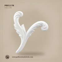 Poliüretan Akant Yapraklı Sağa Kıvrımlı Dekoratif Süsleme 26x22 cm