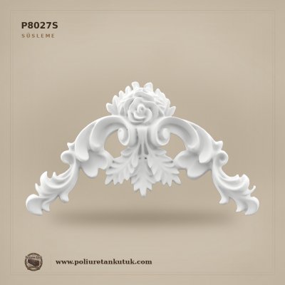 Poliüretan Çiçek Desenli Dekoratif Oyma Motif Süsleme 14x23 cm