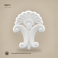 Poliüretan Oyma Desenli Yaprak Formlu Dekoratif Motif 25x20 cm