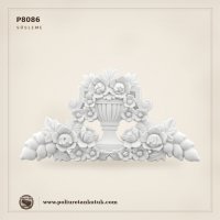 P8086 Poliüretan Vazo ve Çiçek Motifli Klasik Aplik 232x445 mm