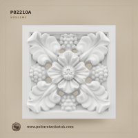 Poliüretan Çiçek Rölyefli Dekoratif Kare Göbek 24x24 cm