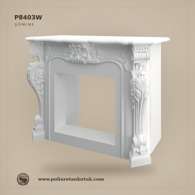 Poliüretan Oymalı Salon Şömine Çerçevesi P8403W (145x105x48 cm)